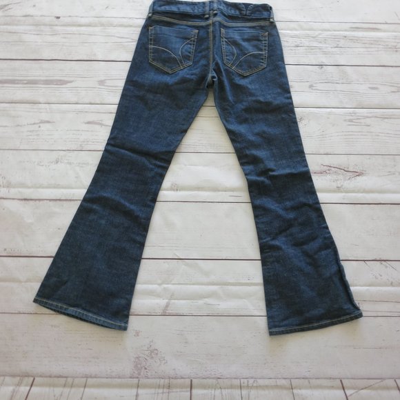 TopShop Moto Eva Cotton Blend Dark Wash Boot Cut Denim Jeans - Size US 6 UK 10 - Picture 1 of 7